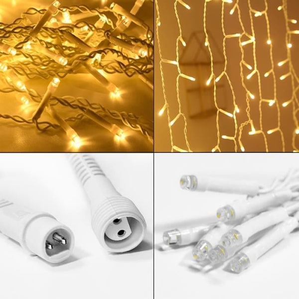 UISEBRT 400 LED-lampun lämpimän valkoinen, jäätyvä sadeketju ulko- ja sisäkäyttöön 8 tilalla (10m)