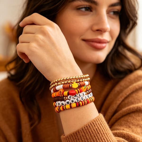 Thanksgiving armbåndsfremstillingssæt, efterårslerperler til DIY smykkefremstilling