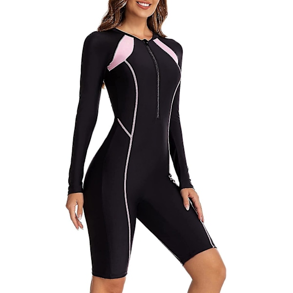 Dame One Piece Boyleg Sportsbadedragter Langærmet Badedragt UV-Beskyttelse Rash Guard Surfing Dykkerdragt Atletisk Badedragt_ll Farve 04-FQ5- Color 04 XXL