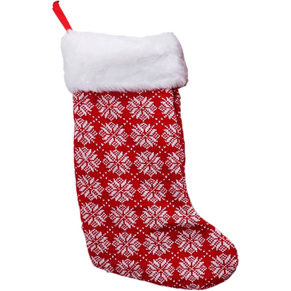 Röd Tryckt Tyg Julstrumpa Kit - Klassisk Julklapp-X71-