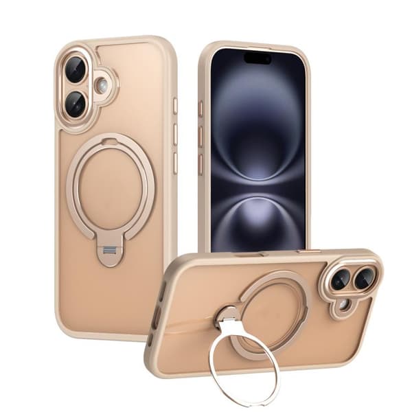 iPhone 17 Deksel med Dobbel Ring MagSafe Magnetisk Holder Brons