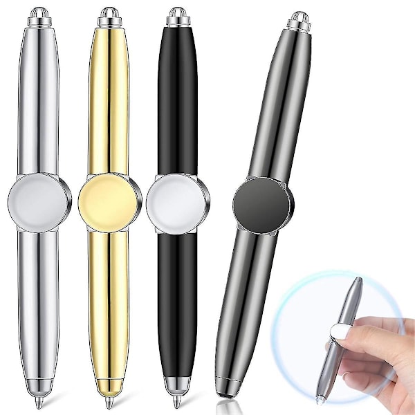 4 stk. Fidget Pen Spinner Pen med LED-lys Multifunktionel Cool Angstpen Hjælp Stressreducerende Kuglepen (Som Vist)