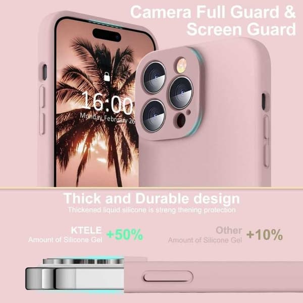 iPhone 15 Pro Max Gummibelagt Matrosa Cover Kamerabeskyttelse Liquid - Rosa