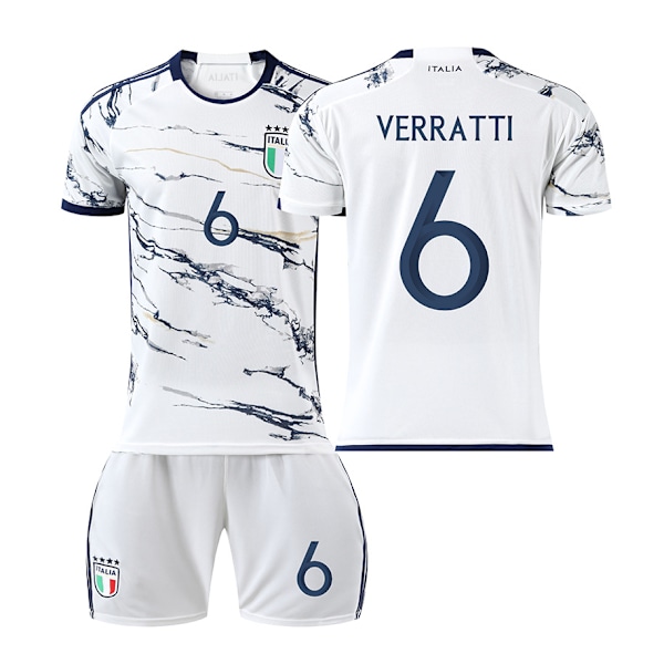 23-24 säsongens Europacup Italiens bortafotbollströja 6 Verratti 1 Donnarumma 18 Barella tröja No. 6 Away No. 6 Away #22