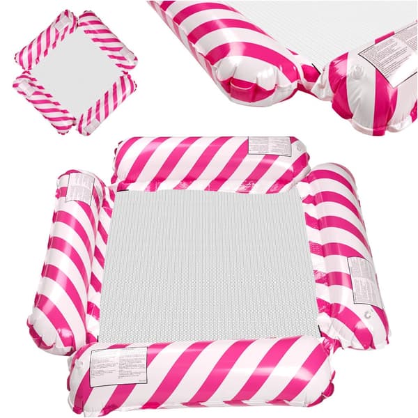 Inflatable Water Hammock 2-in-1 Pool Float Pink/White 100x100 cm 310