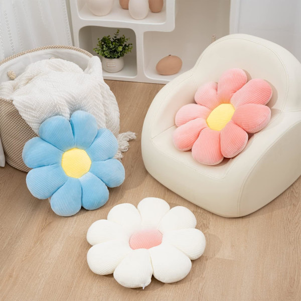 2 stk blomsterpuder (15,35 tommer, hvid+blå) - Blå & hvid tusindfryd