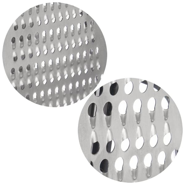 Practical kitchen grater with two blades and stainless steel container