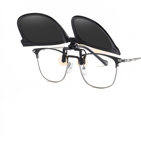 Clip-on Wayfarer aurinkolasit musta - Kiinnitetään olemassa oleviin silmälaseihin