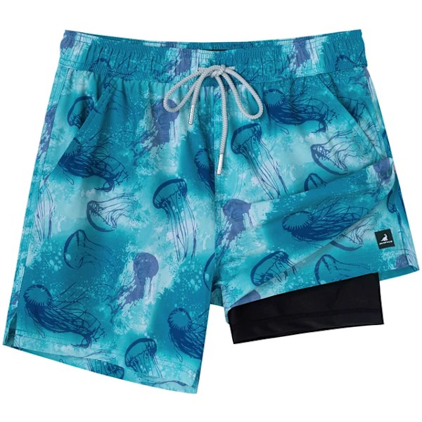 SURFCUZ badbyxor med kompressionsfoder, stretchbadshorts Jellyfish-FQ5- Jellyfish M