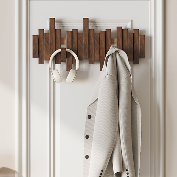 Träpiano Klädhängare Väggmonterad Klädhängare Multifunktionell Fällbar Hängare Estetisk Rumsinredning Valnöt Black Walnut 3 Hooks