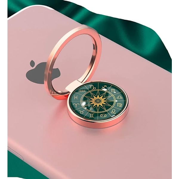 3-delt mobilringholder (stjerneplate, grønn, rosa, blå), roterende mobilring, universell fingerholder for mobiltelefon, metallstjerne di