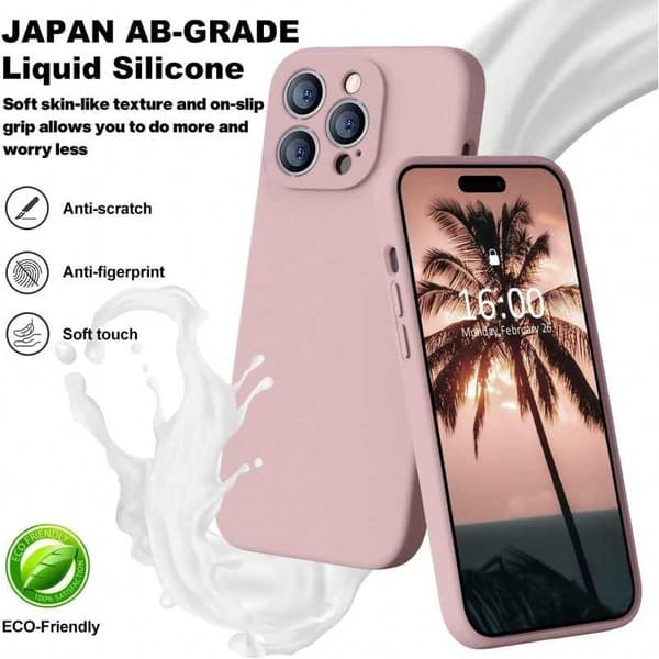 iPhone 15 Pro Max Gummibelagt Mattrosa Deksel Kamerabeskyttelse Liquid - Rosa