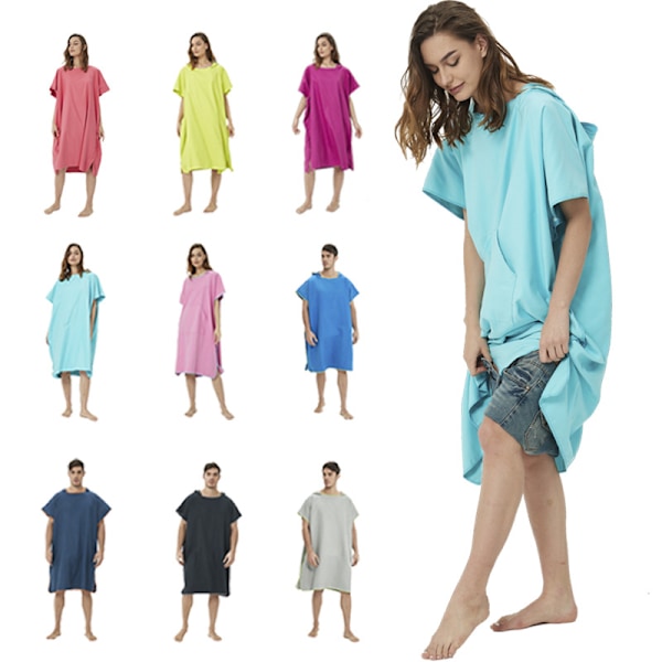 Sort Surfponcho til Kvinder og Mænd - Badeponcho, Strandponcho -