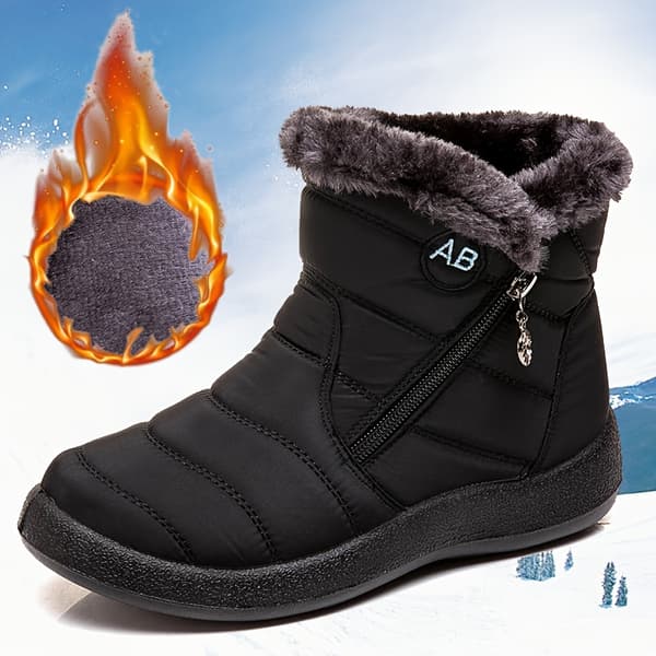 Vinterkängor för kvinnor med dragkedja på sidan, varmt flanellfoder EU 42 Red