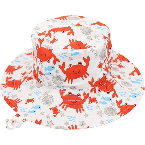 Unisex Baby Toddler Solhatt Bucket Hat Strandhatt Barn (Röd Krabba)-X71-