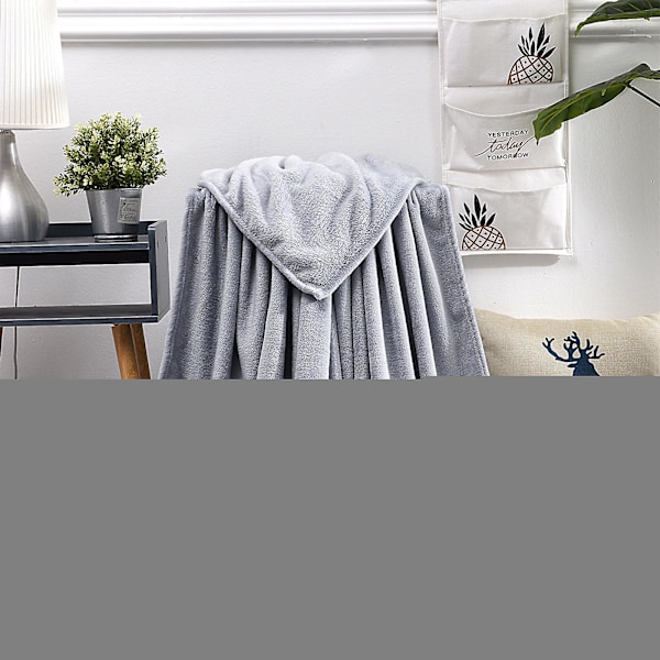 Falsk pels fleece tæppe stor sofa mink sengetæppe blødt varmt dobbelt & king size Fk[HK] Grey