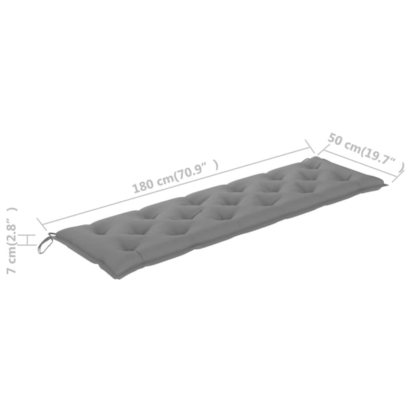vidaXL Bænkepude til haven grå 180x50x7 cm oxfordstof Grå