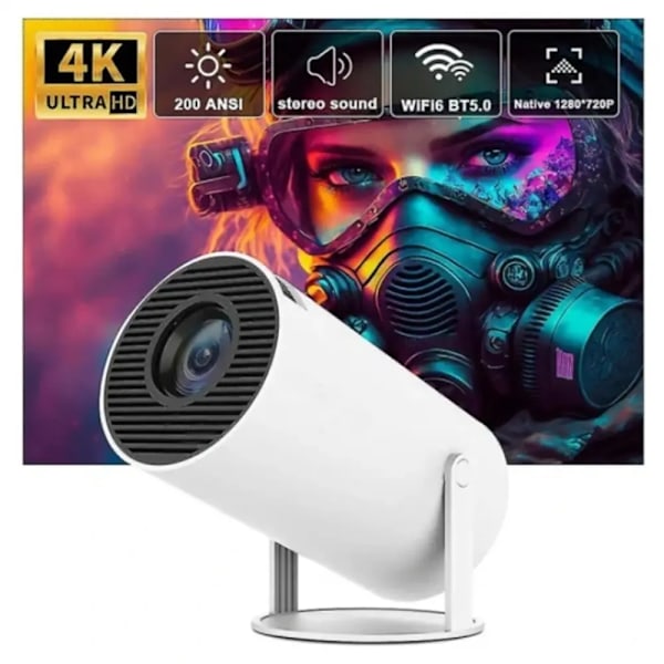 4k HD Projektor HY300 Android 11 Portabel Utomhus Hemmabio Projektor Dual Wifi6 200 Bt5.0 1080p 1280*720p
