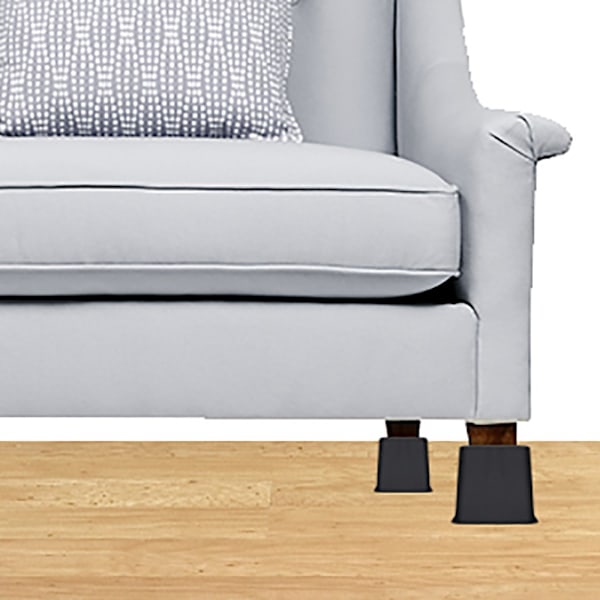 St. Justerbare møbelhøyner (4 høye, 4 korte) - plassbesparende opphøyere for seng, bord og sofa (8 til 20 cm) (svart)