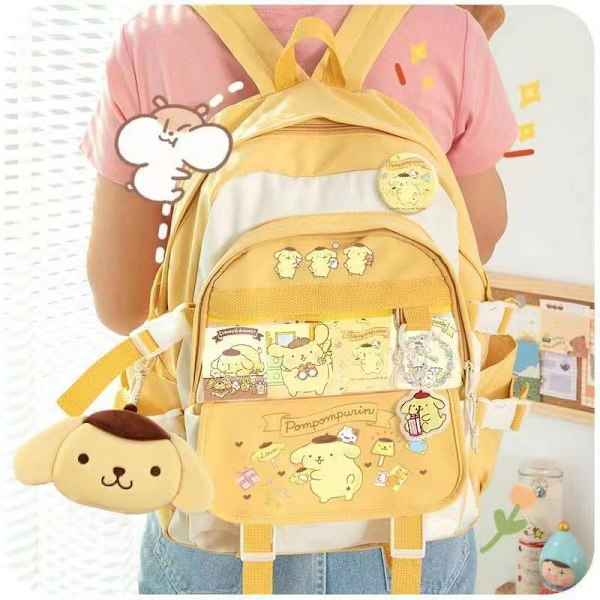 Ny Sanrio Kuromi Rygsæk Skuldertaske Pompompurin My Melody Studenterskolepose Stor Kapacitet Tegneserie Sød Skolepose [HK]