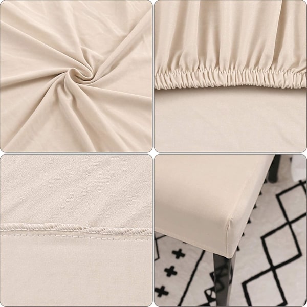 Ruokapöydän tuolinpäälliset, 4 tai 6 kpl:n setti, joustavat, irrotettavat, pestävät, tuolin suojukset, koristeelliset suojukset, istuinpäälliset hotelliin, beige beige 6pcs
