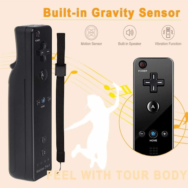 2 stk 2-i-1 fjernkontroll for Wii med Motion Plus og Nunchuck