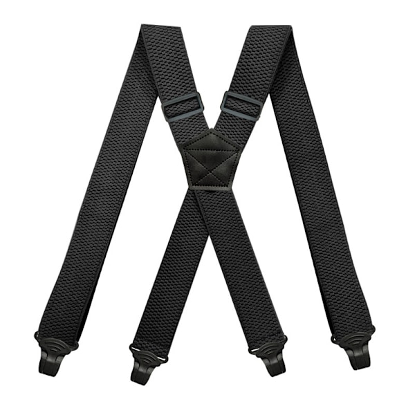Raskaat mustat henkselit - 3,8 cm X-malli muoviklipsillä