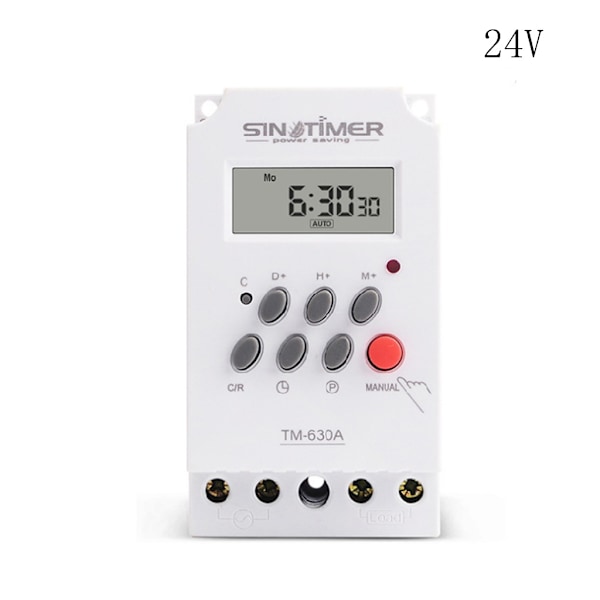 DIN-skinne Digital Ukentlig Timer 12V DC Inngang 7 Dager Programmerbar 24h Timerbryter Tid Relé Utgangsbelastning Høy Effekt 30A