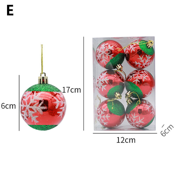 6CM 6 stk. Hængende Julekugle Dekoration - Spotpris
