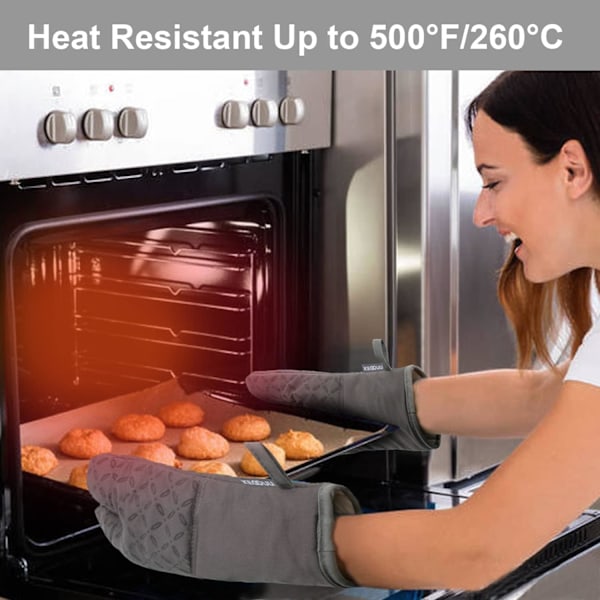 KCVV Ugnhandskar - Ugnhandskar - Ugntillbehör - Isolerande Handskar 4-pack - Hög Temperaturbeständighet upp till 290°C - Grå
