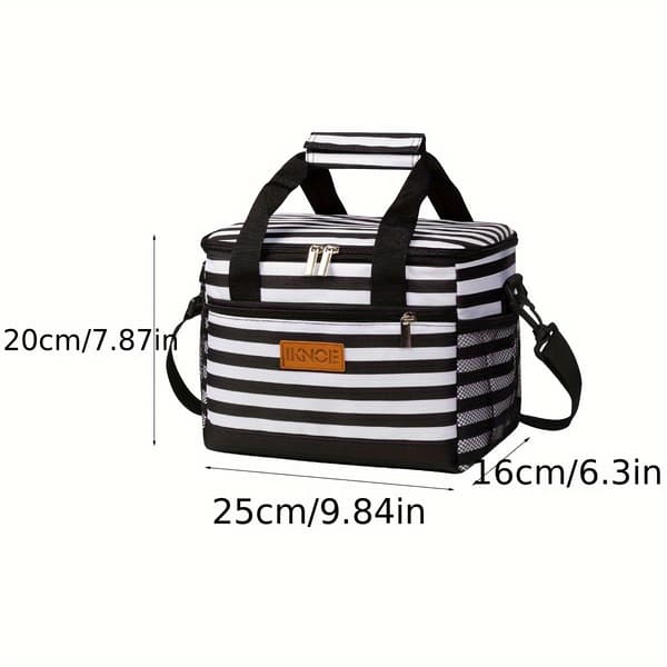 8,5L isolert lunsjpose polyester EVA Oxford-duk svarte striper 8.5L Black Stripes