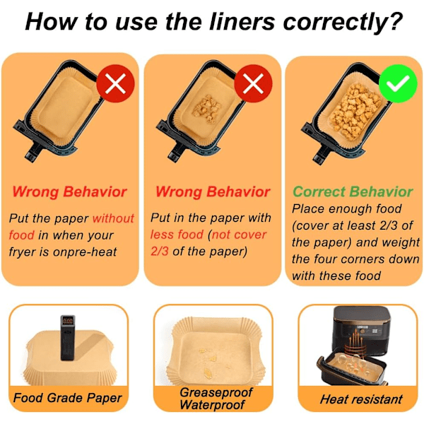 Leivinpaperi Ninja Air Fryer 10.4L:lle, 150 kpl Air Fryer -tarvikkeita Ninja 10.4L AF500EU AF500EUCP:lle, Paperi Ninja Foodi Flex 10.4l:lle