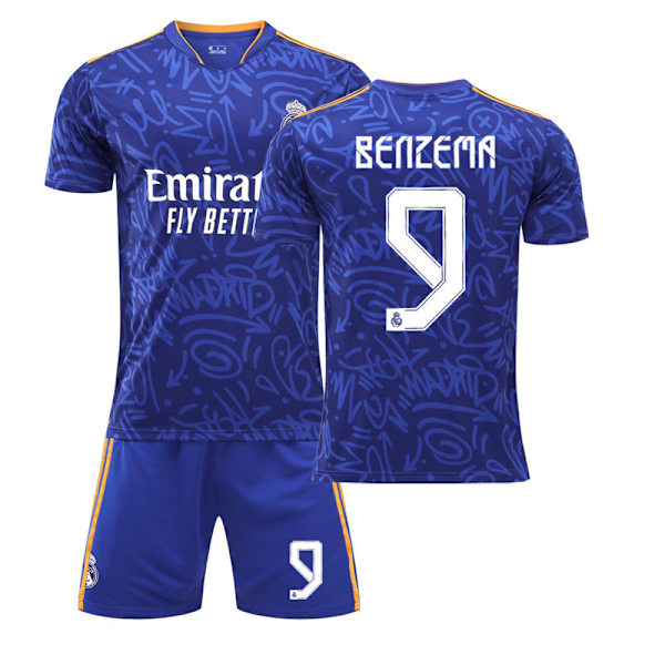 Real Madrid fotbollströja borta NO.9 barn blå T-shirt 28(150-160)