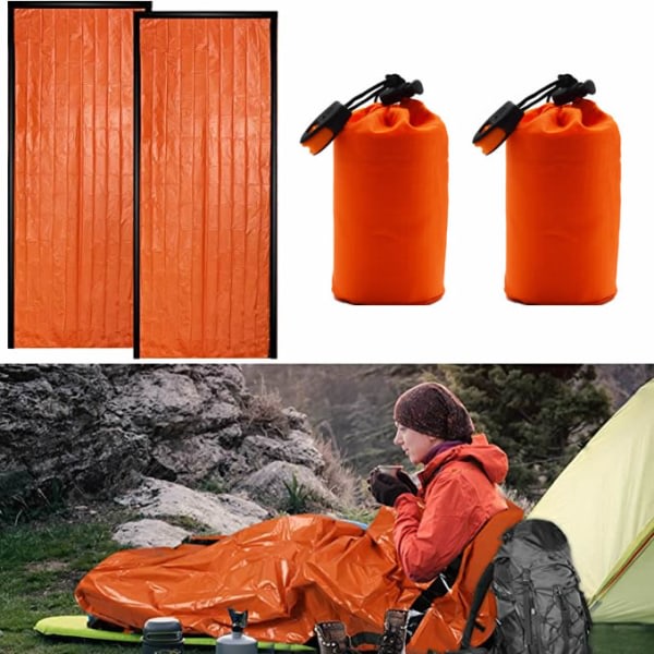 Emergency Thermal Sovsäck för Camping Outdoor Adventure 2pcs 5470 | 2pcs |  Fyndiq