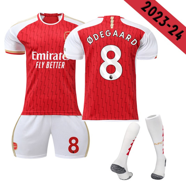 23-24 Arsenal Hemma Fotbollströja för barn nr 8 Ødegaard 6-7 Years