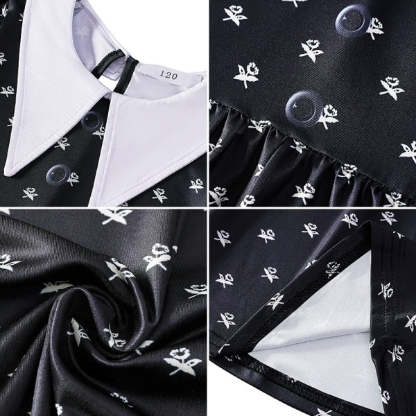 Wednesday Addams Cosplay För Flicka Kostym Halloween Party Kostymer 150cm