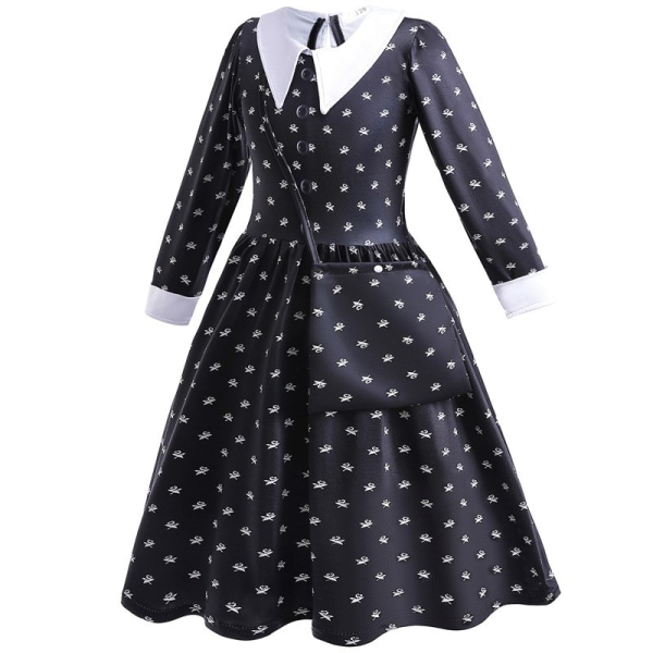 Wednesday Addams Cosplay För Flicka Kostym Halloween Party Kostymer 140cm