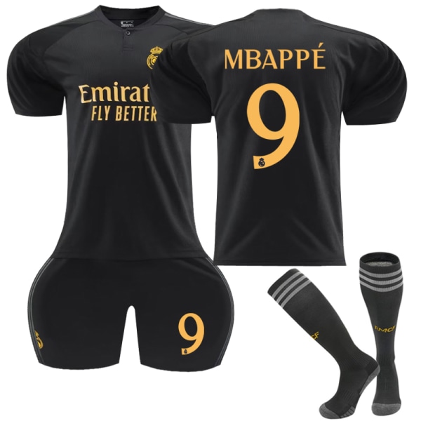 23-24 Real Madrid udebane Børnefodboldsæt nr. 9 Mbappé Kids 20(110-120cm)