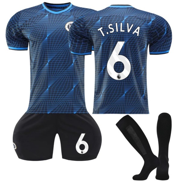 23-24 Chelsea F.C. Borta fotbollströja för barn nr 6 T.SILVA 10-11 years