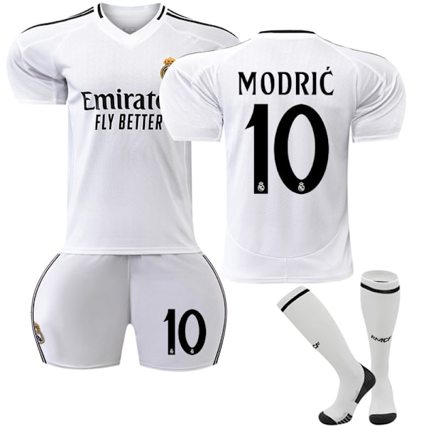 24-25 Real Madrid Hjemmebane Børn Fodboldsæt Nr. 10 Modrić Kids 28(150-160cm)