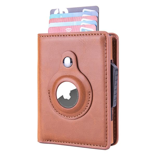 airtag plånbok wallet korthållare kort RFID aprikos