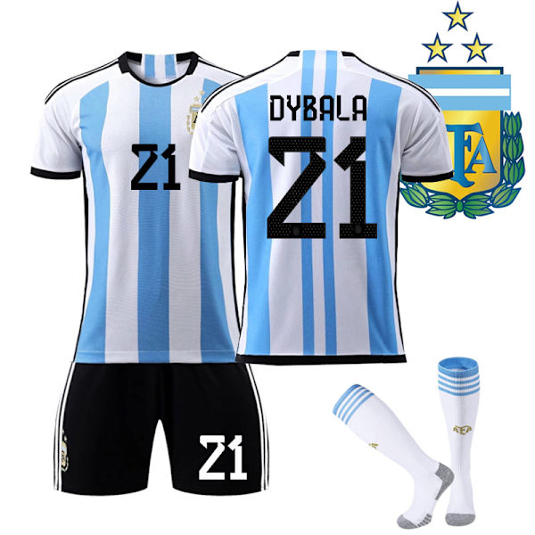Lapset Argentiina 3 tähden jalkapallopaita nro 21 Dybala 18