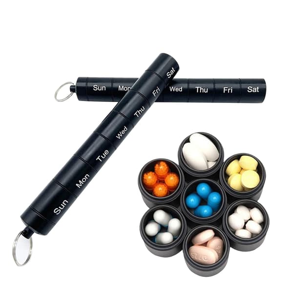 Utomhus 7 Grids Pill Box Weekly Pill Medicin Tablet Dispenser Silver