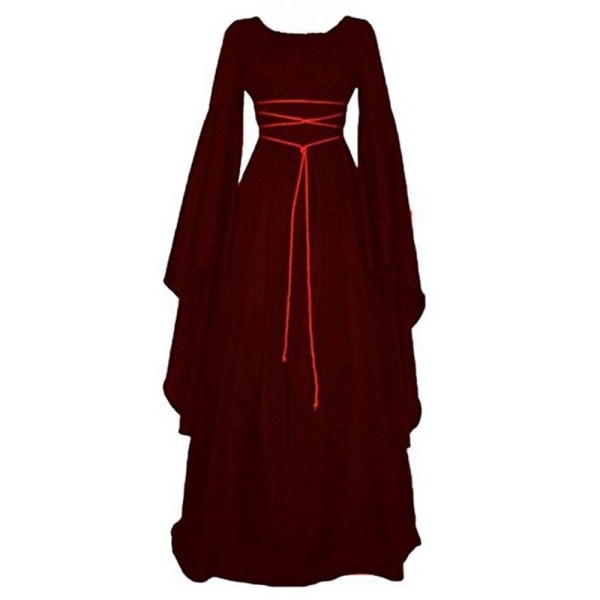 Damklänning medeltida viktoriansk Halloweenklänning Black XXL