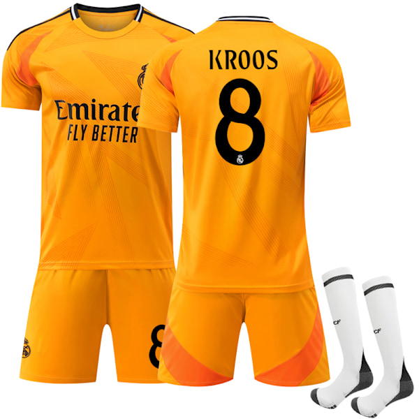 2024-25  Real Madrid udebane Børnefodboldsæt nr. 8 KROOS Kids 16(90-100cm)