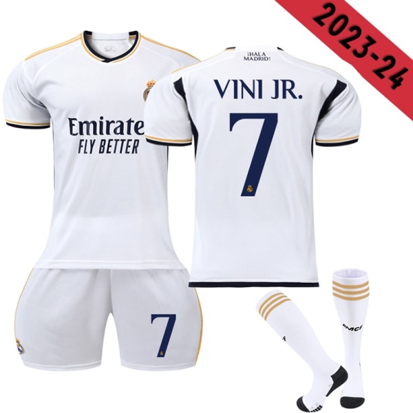 23-24 Real Madrid Hemma Fotbollströja för barn Vinicius nr. 7 VINI JR 8-9 years