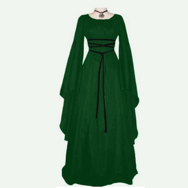 Damklänning medeltida viktoriansk Halloweenklänning Black L
