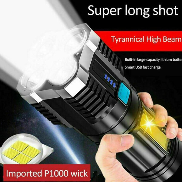 Super Bright 10000000LM Torch Led Ficklampa USB Uppladdningsbar