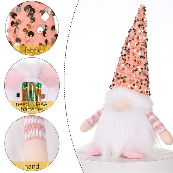 Jul Ansiktslösa Gnome LED Night Light Ornament Dekor Present Pink