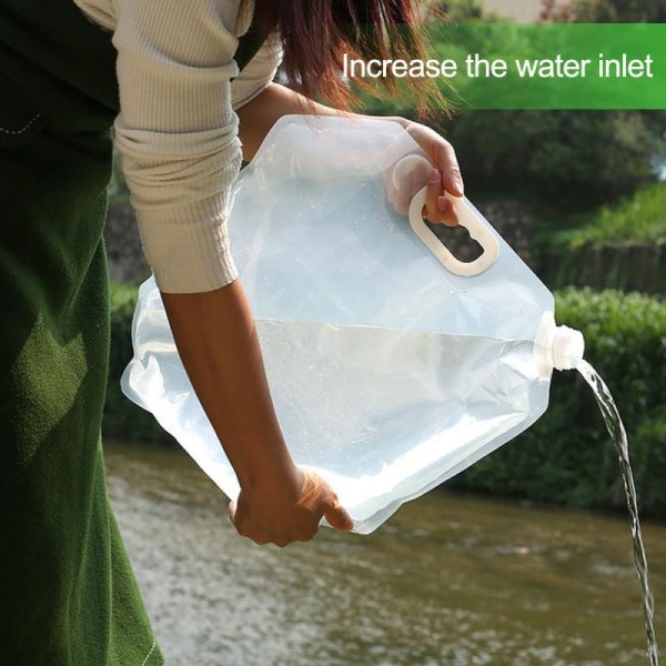 Utomhus Bärbar vattenpåse i plast med hopfällbar behållare White 10L With faucet